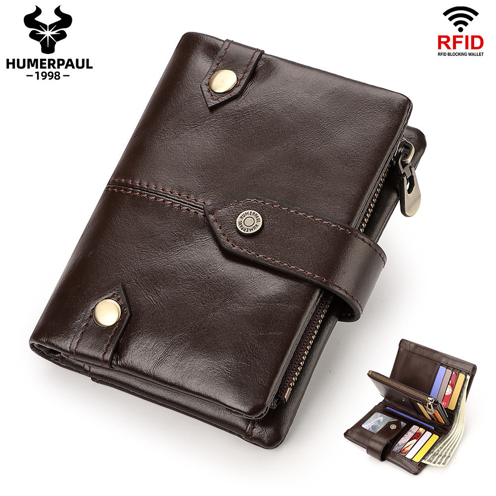 New RFID Foreign Trade Cross-Border Change Wallet Short Top Tier Neutral Card Pack Closed Lily Men and Women Short Wallet