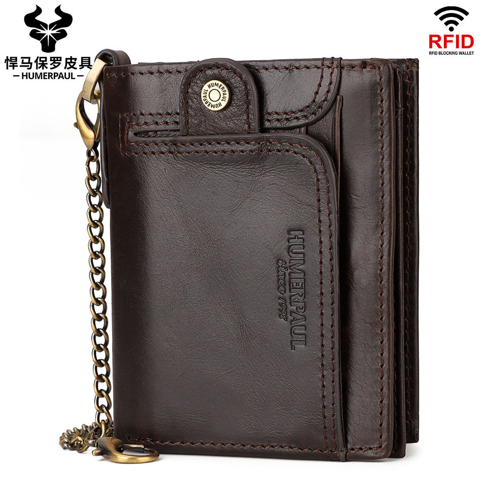 Cross-border RFID Antimagnetic Men's Wallet Amazon Leather Tip Wallet Large Capacity Multi-Card Change Bag