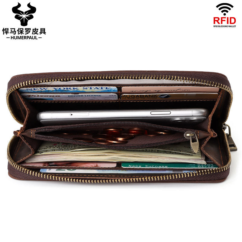 Mobile wallet for men's multifunctional leather man's wallet purchase card indoor fabric mechanical hand brake