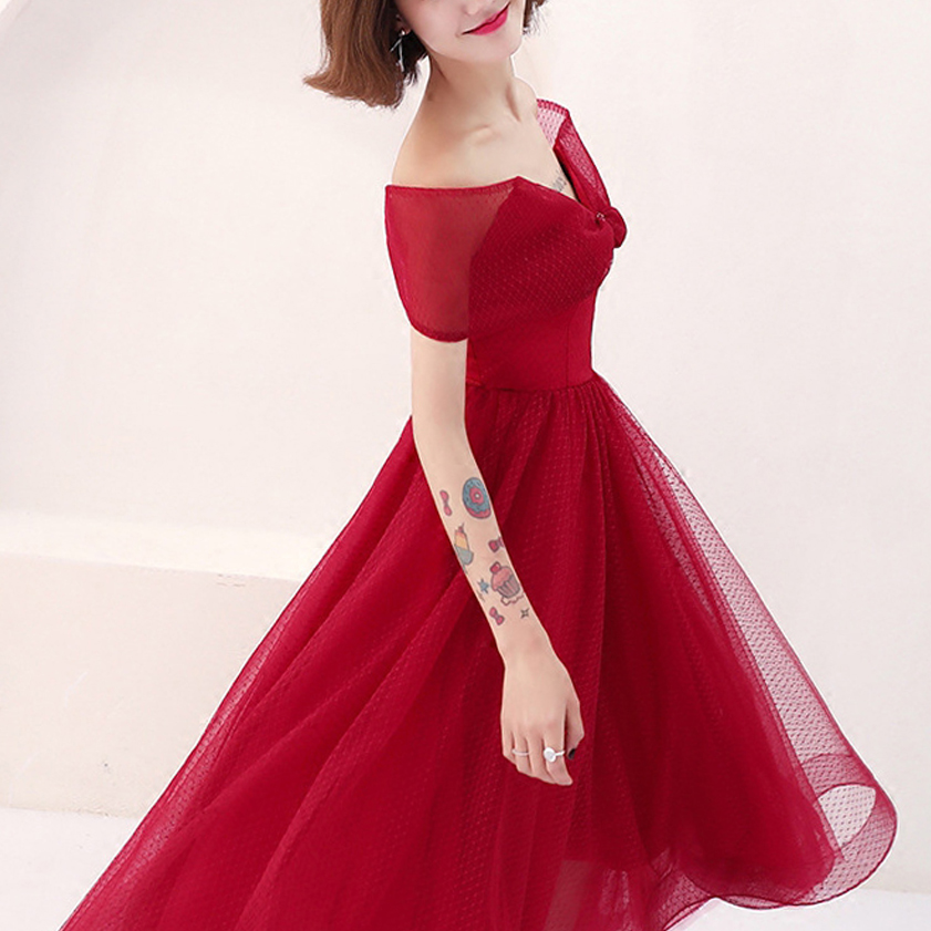 A - Six - Honor Wine Short 2021 Married New Red Bride Back Bride Back - Clothing Girl A