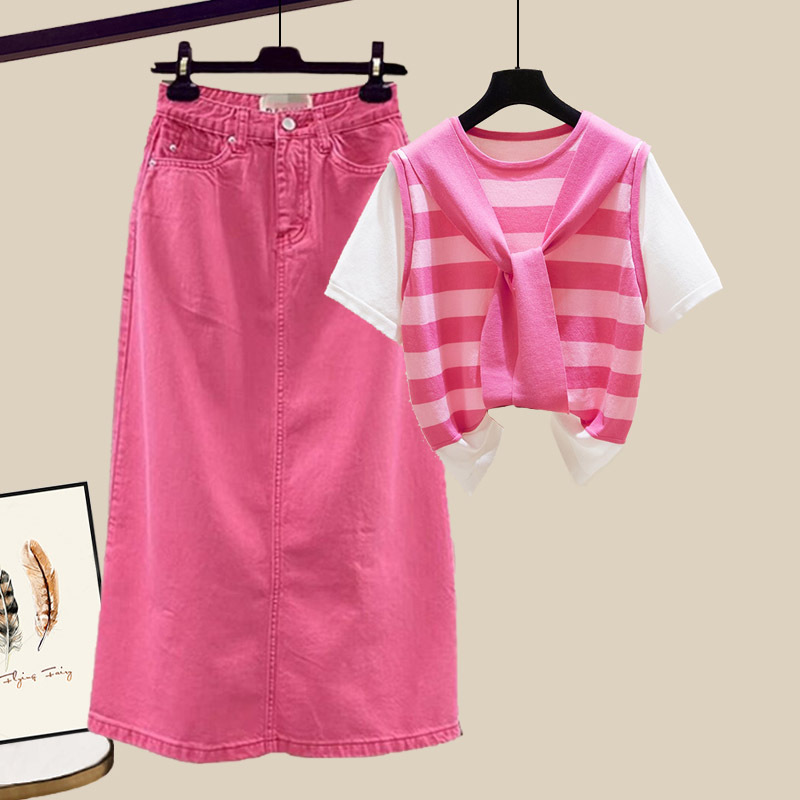 Summer Dopamine Outfit Set for Women, Summer Clothing for Women, 2026 New Short-Sleeved Rose Red Skirt Two-Piece Set for Women Summer Dopamine Outfit Set for Women, Summer Clothing for Women, 2026 New Short-Sleeved Rose Red Skirt Two-Piece Set for Women