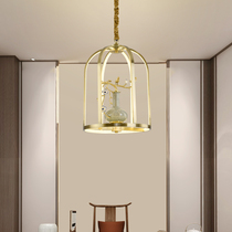 New Chinese style small chandelier all copper Chinese style Zen restaurant bedroom lamp into the garden corridor entrance balcony light fixtures