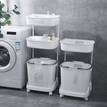 Household multifunctional dirty clothes basket plastic laundry basket dirty clothes storage basket multi-layer bathroom organizing frame portable