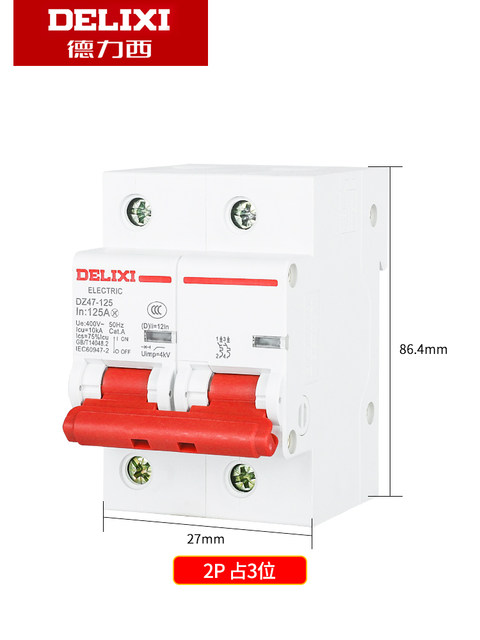 Delixi 2P High Current High Power Circuit Breaker Dz47-125 80A/100A/125A Air Switch