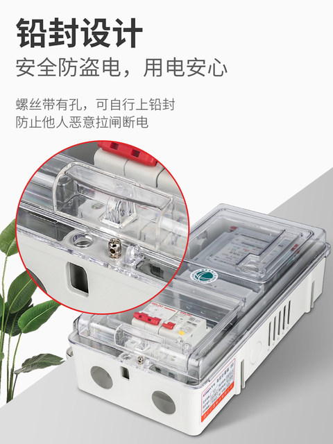 Single-Phase Meter Box, Outdoor Surface-Mounted Transparent Plastic Box, Delixi Meter for Home Rental, Waterproof Complete Set 220V