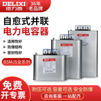 Delixi Self-Healing Low-Voltage Parallel Power Capacitor Bsmjs0.45, Withstand Voltage 450V, Reactive Power Compensation 20-3