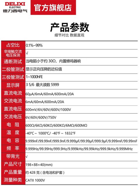 Delixi DE78AS multimeter intelligent anti-burn small portable digital high-precision maintenance electrician multimeter