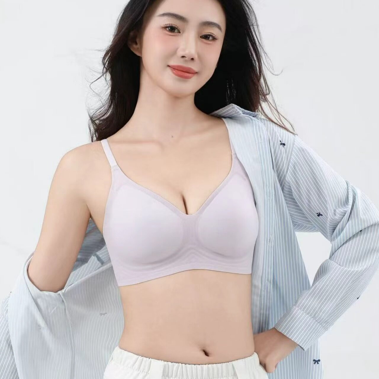 婷美（内衣）无钢圈10D超薄凉感内衣女聚拢无痕文胸舒适胸罩-10