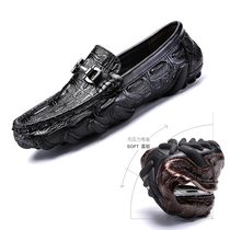 Doudou shoes mens 2022 new spring leather Korean version of the crocodile pattern a pedal octopus casual lazy shoes leather shoes
