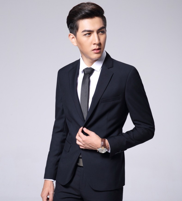 [USD 91.73] men's black suit slim fit top suit jacket interview new ...