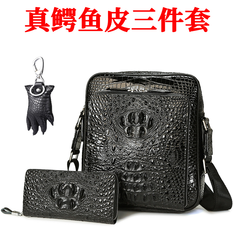 Thai Genuine Crocodile Leather Trendy Men's Shoulder Bag, Men's Crossbody Bag, Large Capacity Genuine Leather Bag, Vertical Style, High-End Quality Thai Genuine Crocodile Leather Trendy Men's Shoulder Bag, Men's Crossbody Bag, Large Capacity Genuine Leather Bag, Vertical Style, High-End Quality