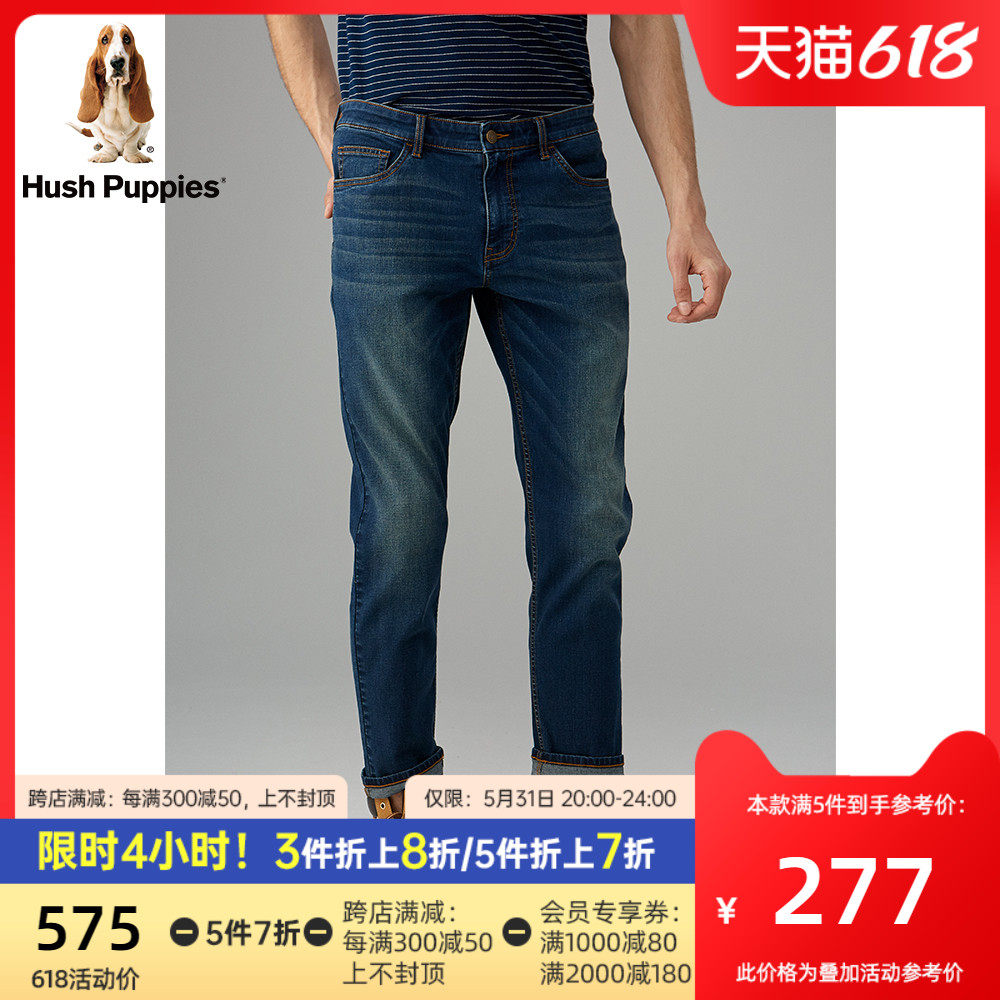 Hush Puppies Leisure Steps Men's Pants Autumn New Loose Straight Barrel Jeans Long Pants) PQ-29551A