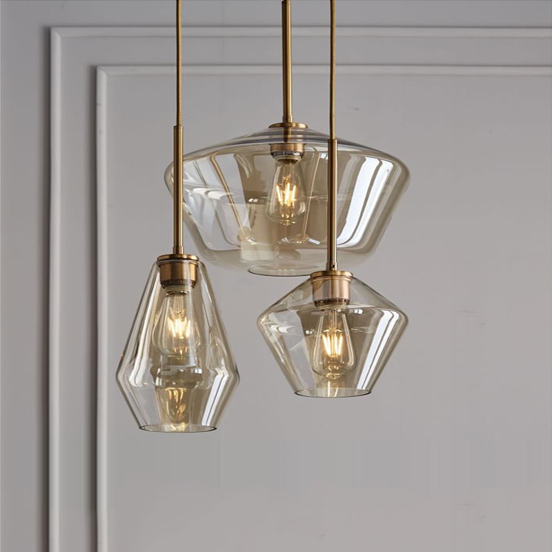 Nordic Living Room Glass Chandelia Dining Hall Light Three Heads Modern Minimalist Creative Cafe Bar Headroom Bedside Chandelia