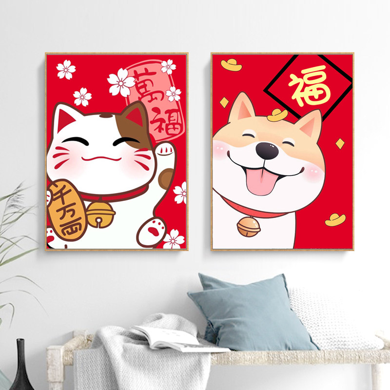 Cross stitch 2021 new living room thread embroidery small bedroom simple small self-embroidery handmade cartoon lucky cat