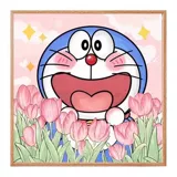 Doraemon Tulip Cross Emelcodery 2023 Новая вышитая линия гостиная маленькая мультфильм мультфильм простой начинающий маленький кусок