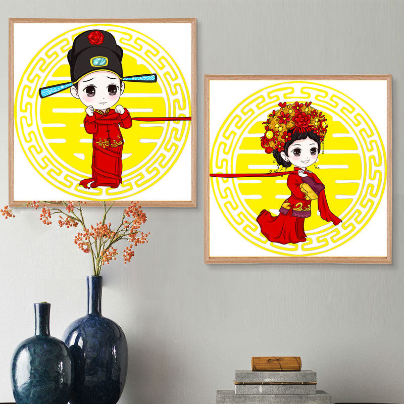 Wedding cross stitch 2021 new thread embroidery living room small pieces wedding couple a pair of simple small self-embroidery hand-made
