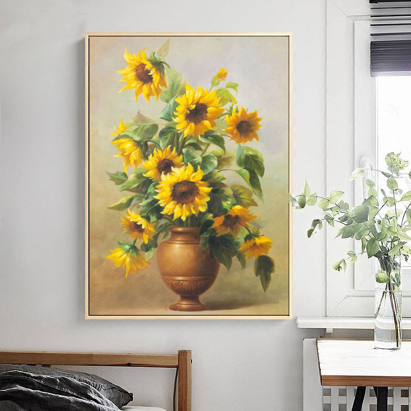 Sunflower Cross Stitch 2021 New Line Embroidered Living Room Sunflower Small Dining Room Yourself Embroidered Small Pieces Full Embroidered