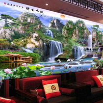 Flow water raw wealth cross stitch 2021 New embroidery living room line embroidery large landscape painting landscape Sun Rising East oneself embroidery