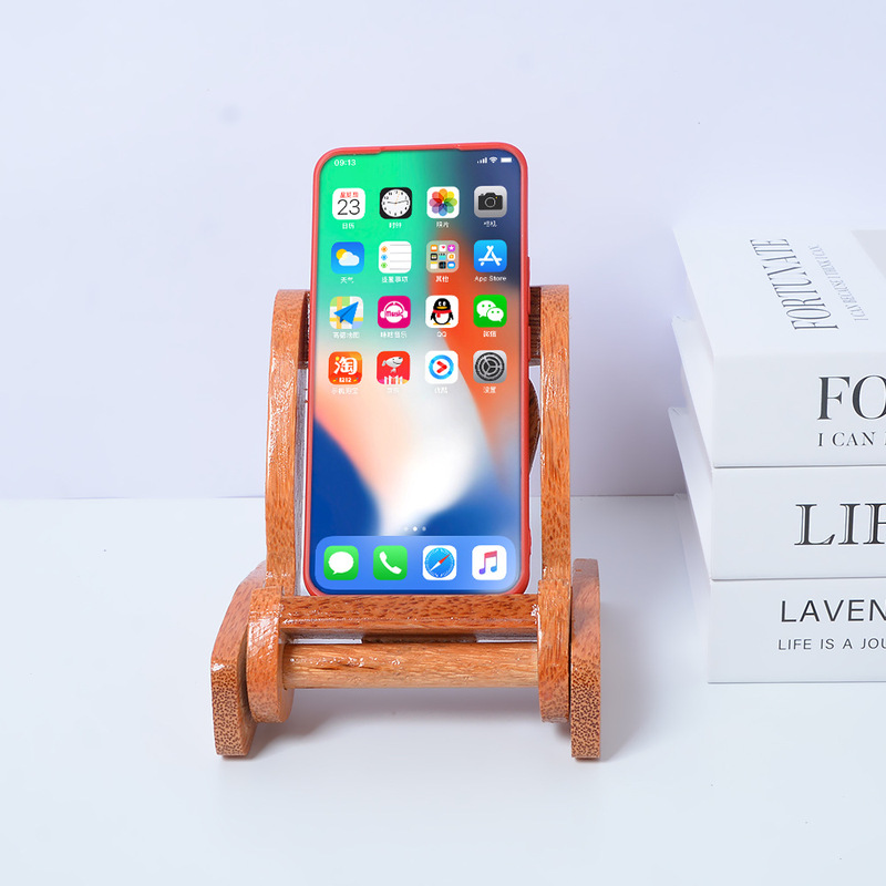 Bamboo Mini Creative Mobile Phone Stand for Home and Office Charging Base Desktop Wooden Mobile Phone Stand Watch Stand