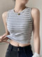 Spring and Summer Camisole Base Shirt for Women 2025 New Style with Stripes ins European and American Style Outerwear with Chest Pads