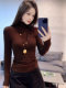 Hot Girl's Half-High Collar Tight-Fitting Inner Layering Shirt for Women in Autumn and Winter, American Style, Stunning and Figure-Flattering, Slimming, Long-Sleeved Top That Can Be Worn Alone