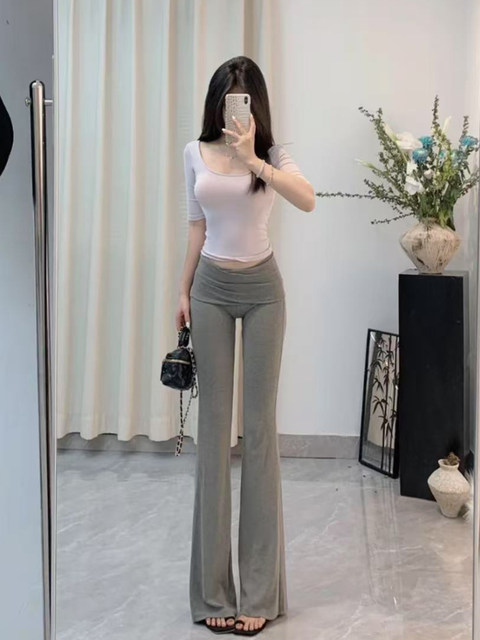 Trendy U-Neck Mid-Sleeve T-Shirt for Women, Spring/Summer American Style, Slim Fit, Sexy Half-Sleeve Base Shirt Top