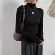 Autumn and Winter Thin Fleece Thermal Base Layer Modal Half-Turtleneck Brushed T-Shirt for Women, Slim Fit Layering Top Ins