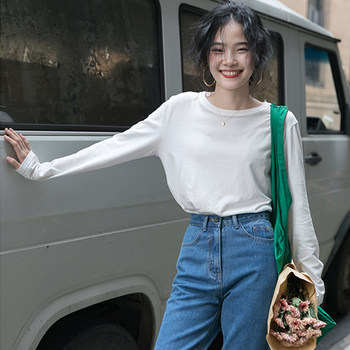 White Inner Wear Round Neck Long-Sleeve T-Shirt for Women, Spring and Autumn 2025 New Popular Design, Niche Casual Slim-Fit Top