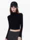 Tight-Fitting Long-Sleeve T-Shirt for Petite Women, Autumn and Winter American Style Slim-Fit Half-High Collar Base Layer Top