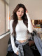 Hot girl style short pinch-waist long-sleeved inner base layer women's autumn and winter American versatile slimming base layer top