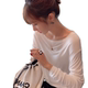 2025 Autumn Korean Style Long-Sleeve Modal White T-Shirt for Women, Loose Fit, Round Neck, Versatile Trendy Ins Commuter Top