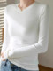 American Style Niche ins Spicy Girl Round Neck Knitted Base Shirt for Women, Autumn and Winter Basic T-Shirt, Regular Shoulder, Slim Fit Inner Top