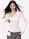 Designed with Hollow-Out Details, This Off-Shoulder Long-Sleeve T-Shirt for Women in Autumn and Winter, a Trendy One-Shoulder Slim-Fit Base Shirt Top