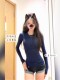 Trendy Navy Blue Base T-Shirt for Women, Autumn and Winter 2025 New Popular Style, Slim Fit, Regular Shoulder, Long Sleeve Inner Top