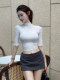 Sexy Hot Girl Half-High Collar Regular Shoulder Mid-Sleeve T-Shirt for Women, Spring and Autumn, High-End Slim Fit Inner Wear Five-Quarter Sleeve Base Top