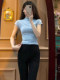 Pure Desire Half-High Collar Tight-Fitting Short-Sleeve T-Shirt for Women, Summer 2025 New Style, Slimming and Flattering Knit Top