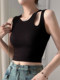 Black Camisole with Built-In Bra Pads for Women, Summer 2025 New Style, Sexy Hollow-Out Sleeveless Top