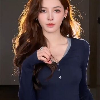 European Style V-Neck Button-Up Long-Sleeve T-Shirt for Women, New Autumn and Winter Design, Unique Lyocell Tencel Waist-Cinching Slimming Top