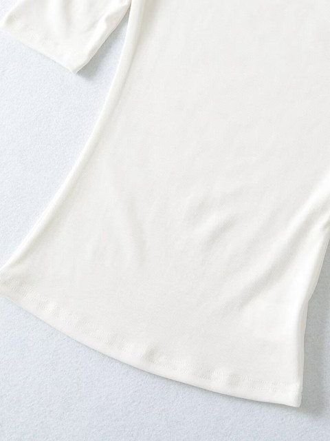 American Retro High-Neck Stylish Mid-Sleeve T-Shirt for Women, Early Spring 2026 New Style, Stretchy Slim-Fit Base Layer Top