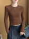 Black Round-Neck Long-Sleeve T-Shirt for Women, Autumn/Winter 2025 New Stylish Slim-Fit Top