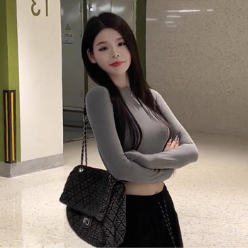 American-Style Spicy Girl Long-Sleeve T-Shirt for Women, Autumn and Winter, Stylish Slim-Fit Inner Layer, Short Top for Petite Figures