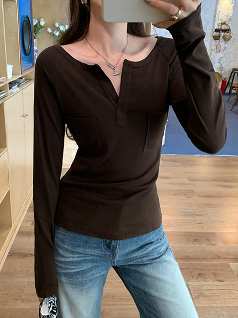 Pure Desire Style Hot Girl Long Sleeve T-Shirt for Women, Autumn/Winter 2025 New Design Slim Fit Base Layer Top