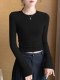 Petite Round-Neck Long-Sleeve Base Shirt for Women, Autumn and Winter, Tight-Fitting, Slimming, Versatile T-Shirt Top