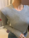American Style Niche ins Spicy Girl Round Neck Knitted Base Shirt for Women, Autumn and Winter Basic T-Shirt, Regular Shoulder, Slim Fit Inner Top