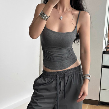 Basic Camisole for Women, Summer 2025 New Style, Casual with Chest Pads, Short, Outerwear, Pleated, Versatile, Slimming Top