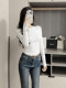 Korean-Style Gray Round-Neck Long-Sleeve Base Shirt T-Shirt for Women, Autumn and Winter Spicy Girl Style, Tight-Fitting, Slimming Base Shirt Top