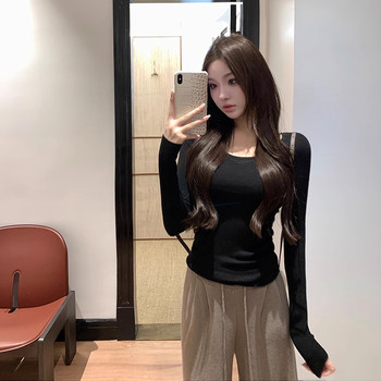 Tight-Fitting Knit Base Layer Top for Women, Autumn and Winter New 2025 Trendy Fashionable Round Neck European Style Top