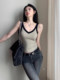 American-Style Tight-Fitting V-Neck Camisole for Women, Summer Design with Contrasting Colors, Niche Hot Girl Sleeveless Slimming Knitted Top