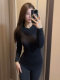 Hot Girl Sexy Tight-Fitting Round-Neck Long-Sleeved T-Shirt for Women in Autumn and Winter, Warm and Thin Velvet, Slimming and Stretchy Inner Layering Top