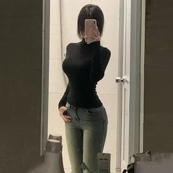 Pure Desire Style Half-High Collar Layered Inner Wear Base Shirt for Women, Autumn and Winter, Tight-Fitting, Slimming, Warm T-Shirt Top